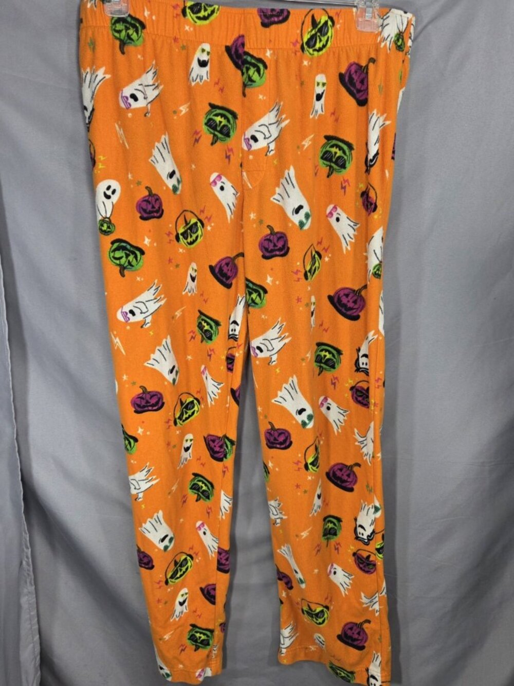 Hyde & Eek! Boutique Orange Ghost Jack O'Lantern Halloween PJ Bottoms Size Large
